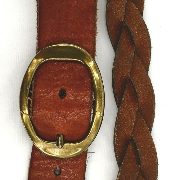 Fossil Women's 30"-34" Braided Brown Leather Adjustable Designer Gold Tone Belt - Picture 3 of 14